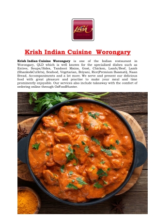 5% Off - Krish Indian Restaurant Worongary Takeaway, QLD