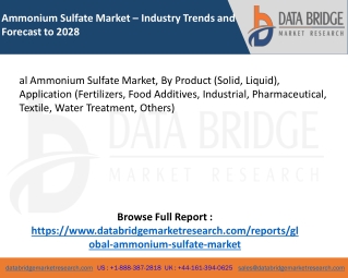 Global Ammonium Sulfate Market – Industry Trends and Forecast to 2028