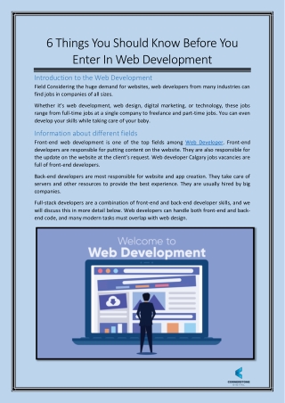 6 Things You Should Know Before You Enter In Web Development