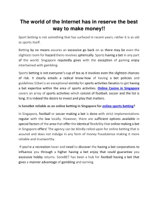 The world of the Internet has in reserve the best way to make money!!