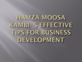 Hamza Moosa Kambi- 5 Effective Tips For Business Development