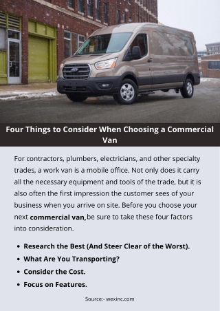 Four Things to Consider When Choosing a Commercial Van