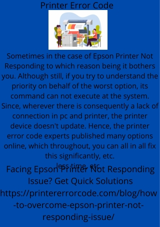 Facing Epson Printer Not Responding Issue Get Quick Solutions