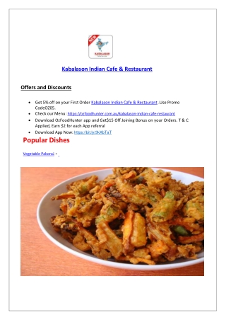 15% Off - kabalason Indian restaurant joondalup takeaway, WA
