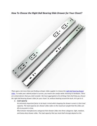 How To Choose the Right Ball Bearing Slide Drawer for Your Closet_