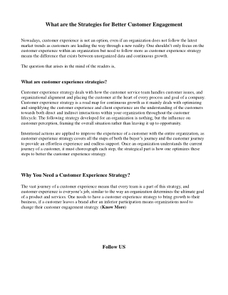 What are the Strategies for Better Customer Engagement-ngdesk.com
