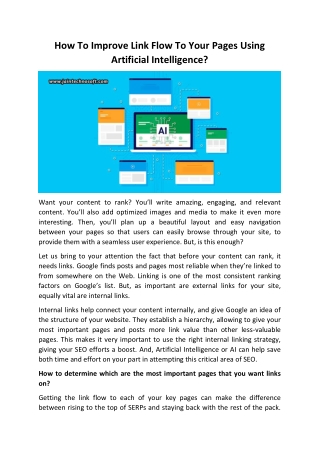 (PDF) How To Improve Link Flow To Your Pages Using Artificial Intelligence