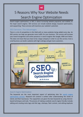 5 Reasons Why Your Website Needs Search Engine Optimization
