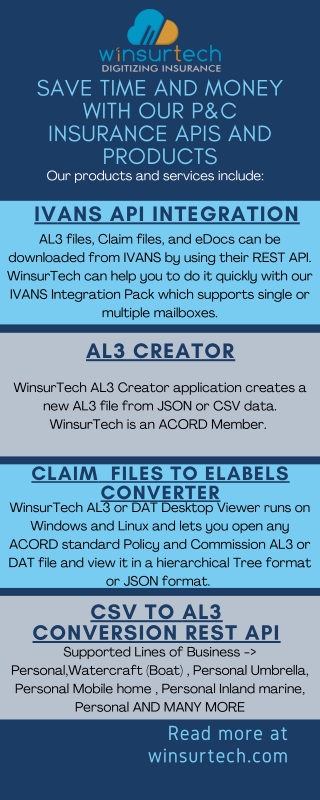 Save Time and Money with our P&C Insurance APIs and Products | USA | Insurance