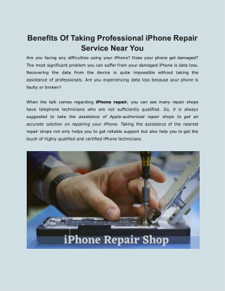 Benefits of Taking Professional iPhone Repair Service Near You