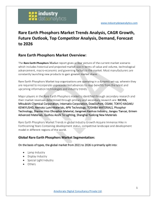 Rare Earth Phosphors Market  Future Outlook, Top Competitor and Demand 2021