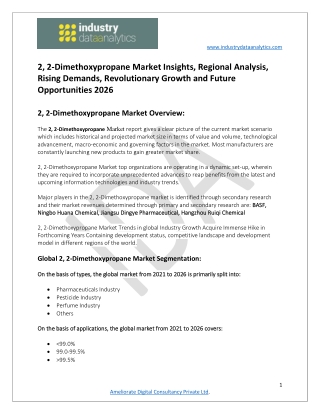 2, 2-Dimethoxypropane Market Rising Demands, Growth and Forecast 2026