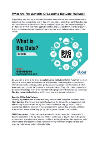 What Are The Benefits Of Learning Big Data Training