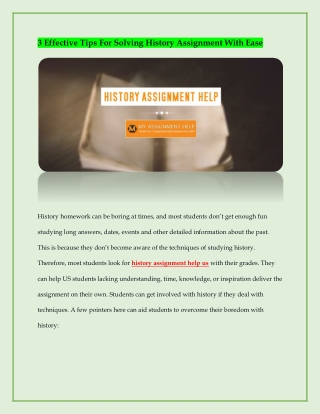 3 Effective Tips For Solving History Assignment With Ease