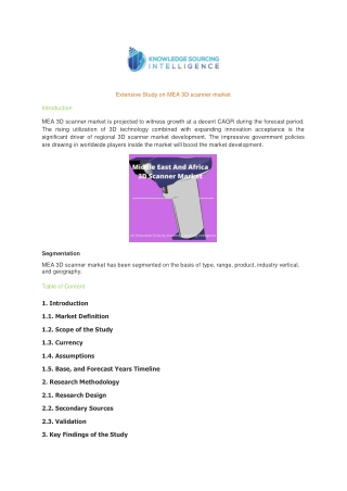 Extensive Study on MEA 3D scanner market