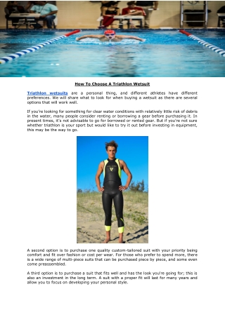 How To Choose A Triathlon Wetsuit