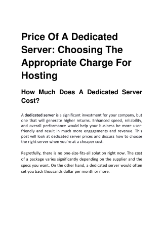 Price Of A Dedicated Server Choosing The Appropriate Charge For Hosting-converted (1)