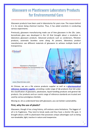 Glassware vs Plasticware Laboratory Products for Environmental Care