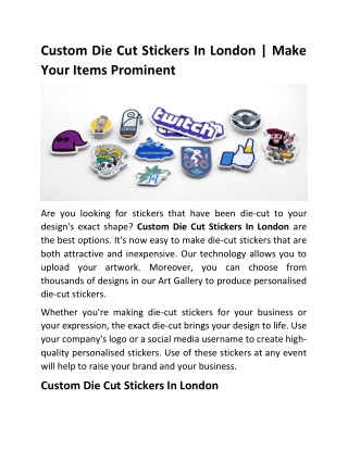 Custom Die Cut Stickers In London | Make Your Items Prominent