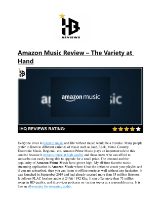 Amazon Music Review – The Variety at Hand