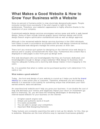 What Makes a Good Website & How to Grow Your Business with a Website