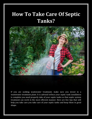 How To Take Care Of Septic Tanks