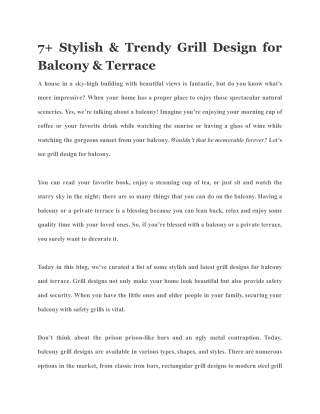 7  Stylish & Trendy Grill Design for Balcony & Terrace