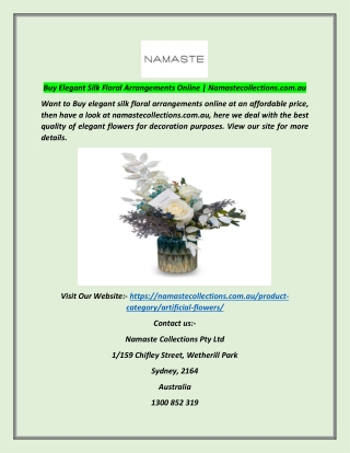 Buy Elegant Silk Floral Arrangements Online | Namastecollections.com.au
