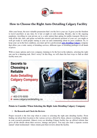 How to Choose the Right Auto Detailing Calgary Facility