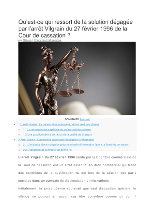 Arrêt Vilgrain du 27 février 1996 de la Cour de cassation