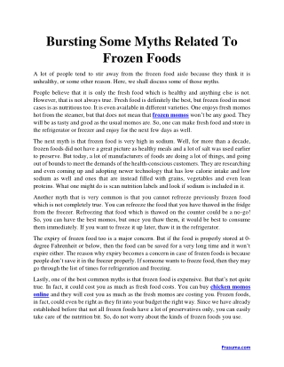 Bursting Some Myths Related To Frozen Foods