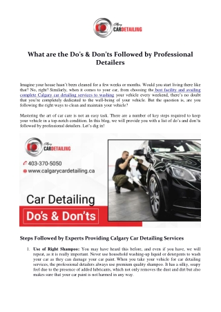 What are the Do’s & Don’ts Followed by Professional Detailers