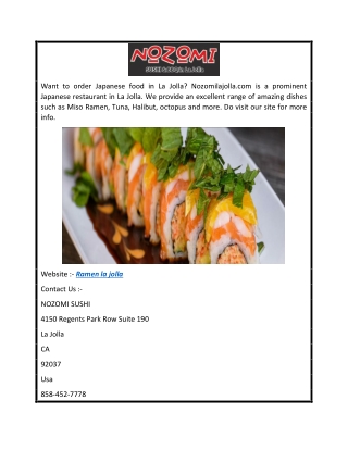 Ramen La Jolla Nozomilajolla.com