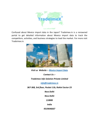 Mexico Import Data | Tradeimex.in