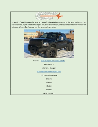 Steel Bumpers for Vehicle Canada  Adrenalinebumpers.com