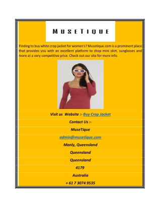 Buy Crop Jacket | Musetique.com