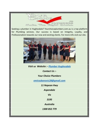 Plumber Hughesdale | Yourchoiceplumbers.com.au