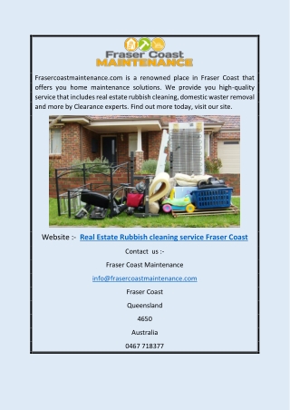 Real Estate Rubbish Cleaning Service Fraser Coast | Frasercoastmaintenance.com