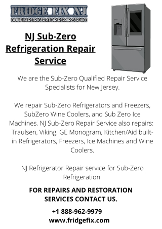 NJ Sub-Zero Refrigeration Repair Service