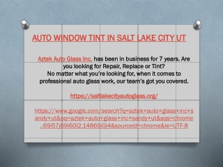 AUTO WINDOW TINT IN SALT LAKE CITY UT