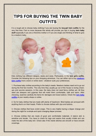 TIPS FOR BUYING THE TWIN BABY OUTFITS