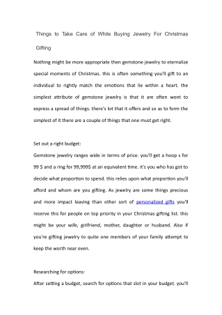 Things to Take Care of While Buying Jewelry For Christmas Gifting
