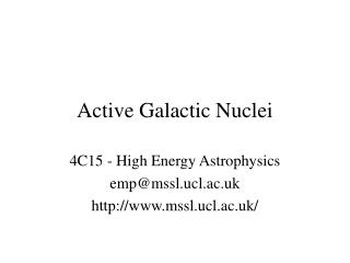 Active Galactic Nuclei