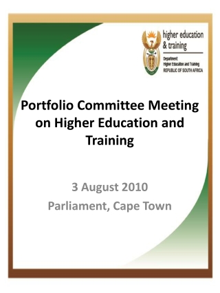 Portfolio Committee Meeting on Higher Education and Training