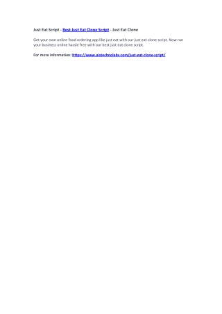 Just Eat Script - Best Just Eat Clone Script - Just Eat Clone