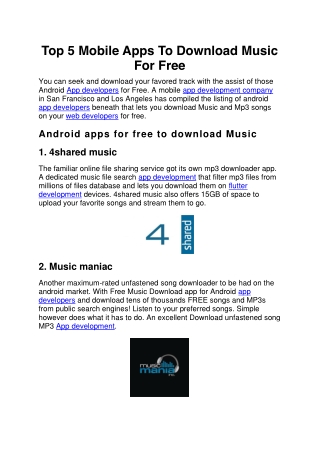 Top 5 Mobile Apps To Download Music For Free
