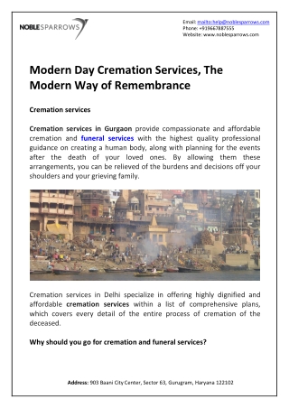 Modern Day Cremation Services, The Modern Way of Remembrance