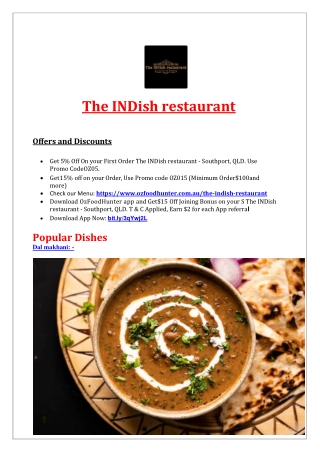 5% Off - The INDish restaurant Southport Menu, QLD