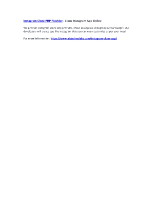 Instagram Clone PHP Provider - Clone Instagram App Online