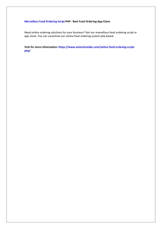 Marvellous Food Ordering Script PHP - Best Food Ordering App Clone